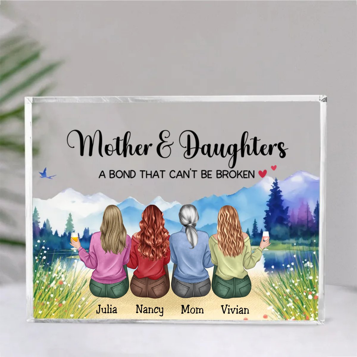 Mother - Mother & Daughters A Bond That Can't Be Broken - Personalized Acrylic Plaque - Makezbright Gifts