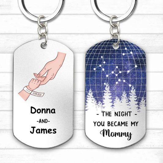 Mother - Star Map The Night You Became My Mommy - Personalized Keychain (HJ) - Makezbright Gifts