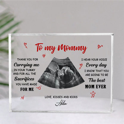 Mother - Thank You For Carrying Me In Your Tummy - Personalized Acrylic Plaque - Makezbright Gifts