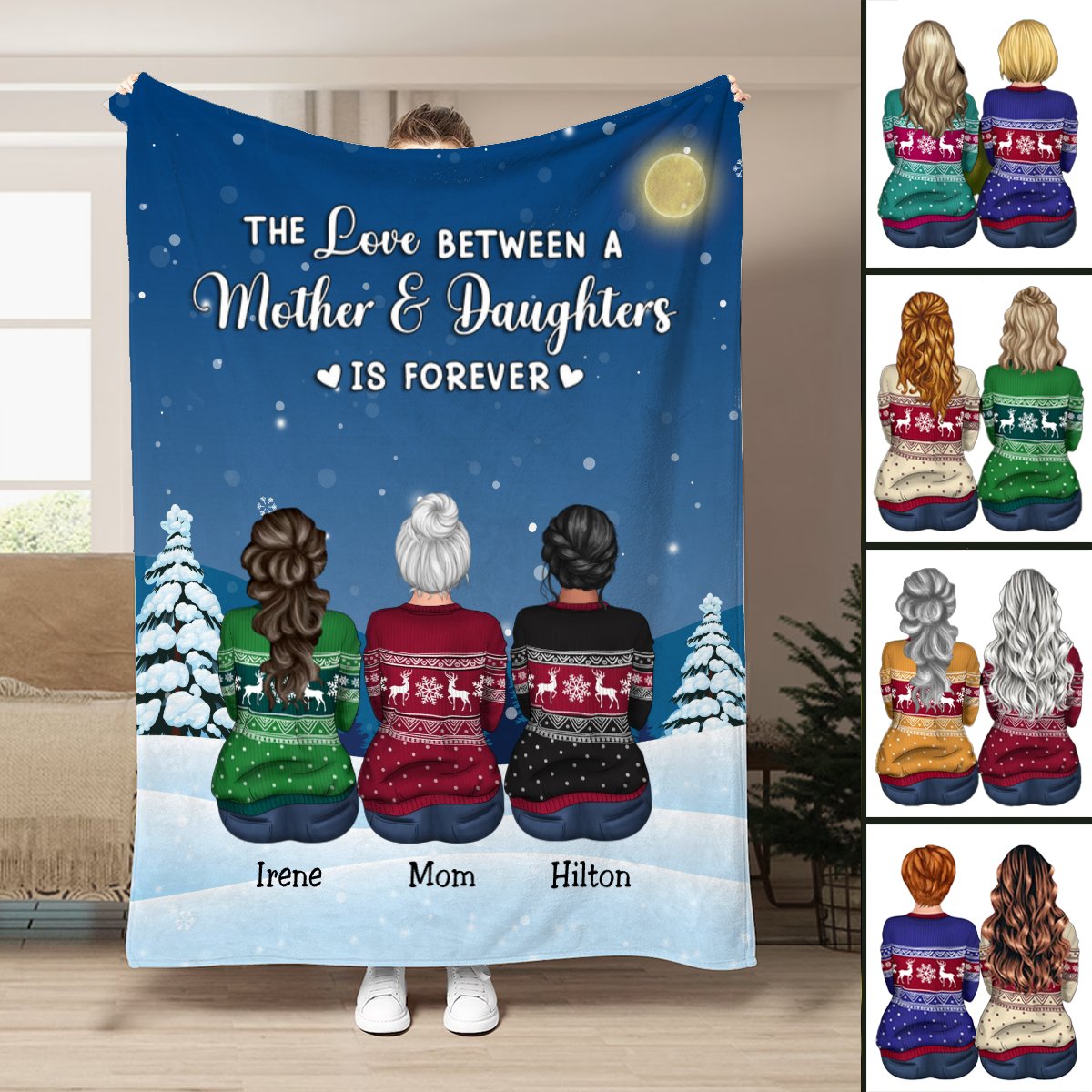 Mother - The Love Between A Mother And Daughters Is Forever - Personalized Blanket (AA) - Makezbright Gifts