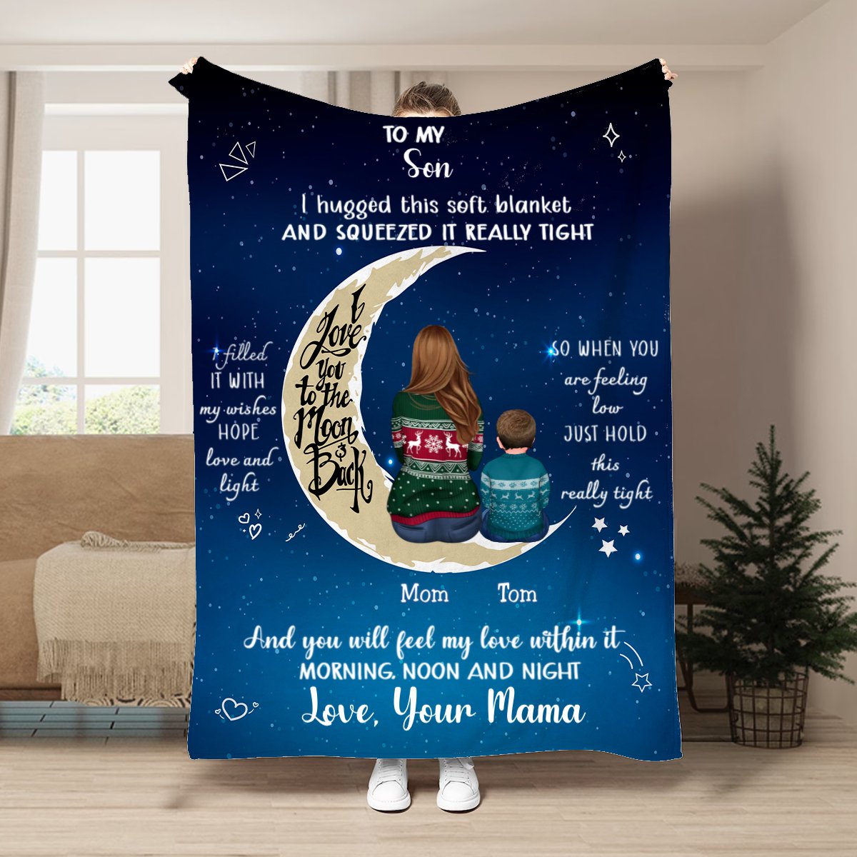 Mother - To My Daughter I Love You To The Moon And Back - Personalized Blanket (HN) - Makezbright Gifts