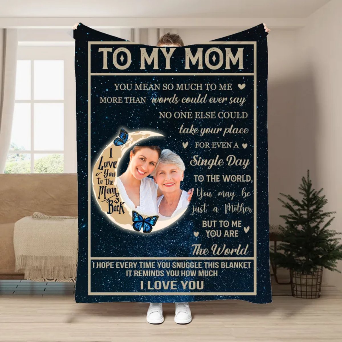 Mother - To My Mom You Are The World - Personalized Blanket - Makezbright Gifts