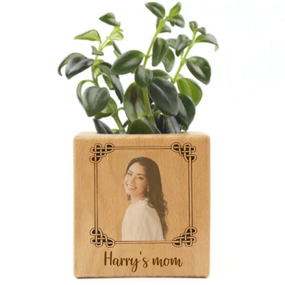 Mother's Day - Custom Photo&Text Engraved Plant Pots - Personalized Wood Flower Box - Makezbright Gifts