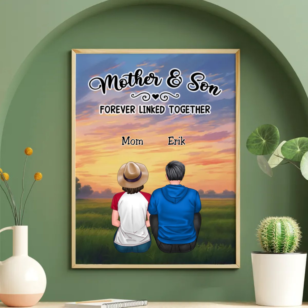 Mother's Day - Mother and Children Forever Linked Together - Personalized Poster - Makezbright Gifts