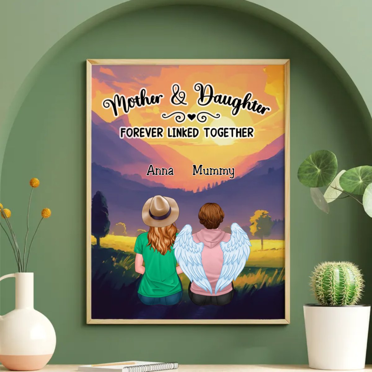 Mother's Day - Mother and Children Forever Linked Together - Personalized Poster - Makezbright Gifts