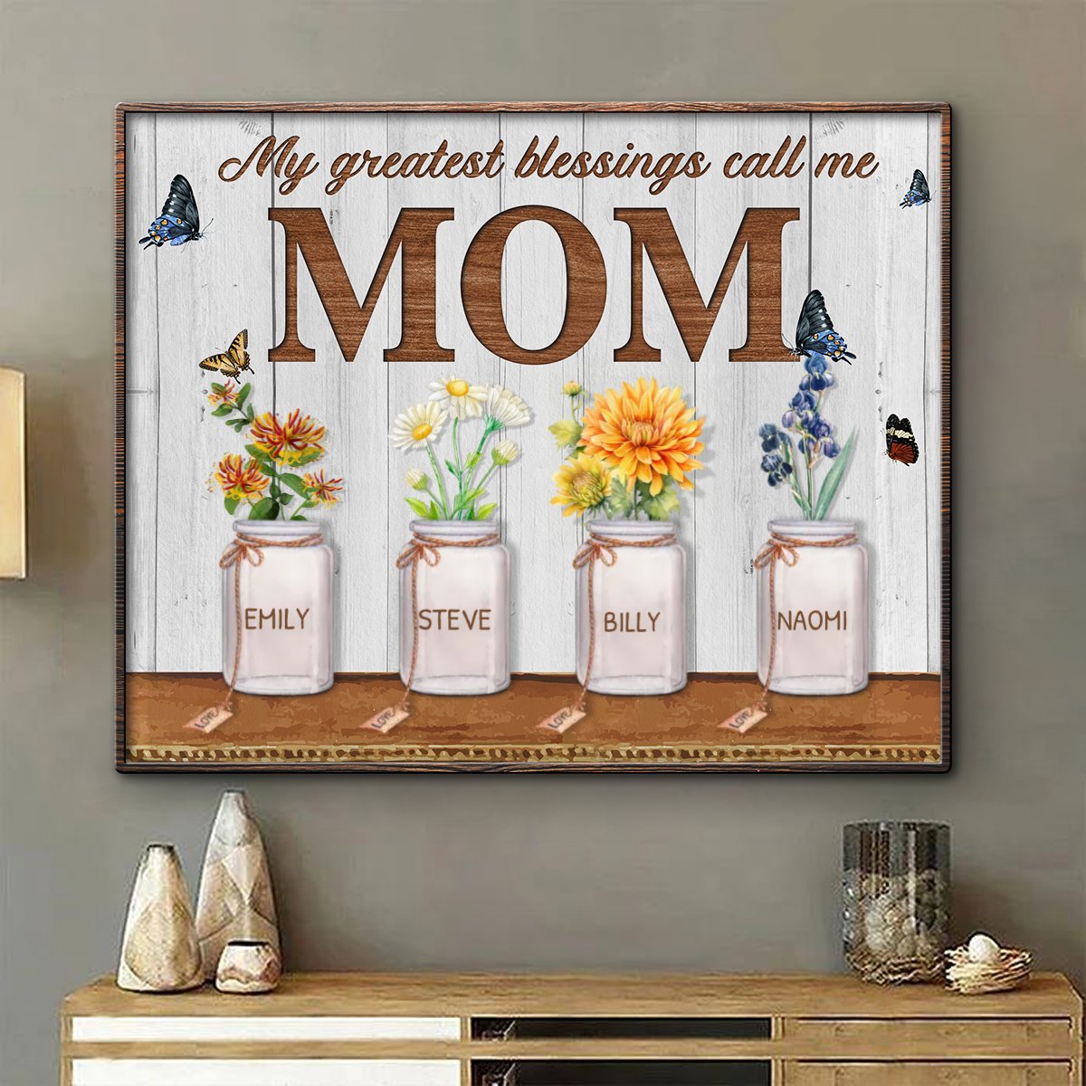 Mothers - Greatest Blessings Call Me Mom Birth Month Flowers - Personalized Poster - Makezbright Gifts