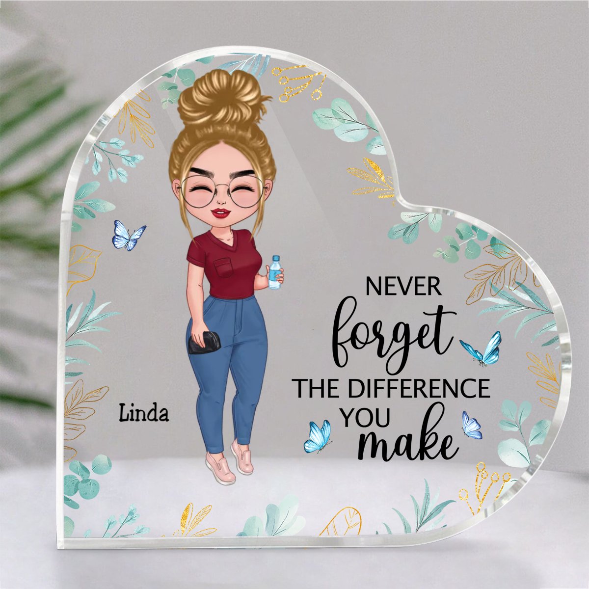 Nurses - Never Forget The Difference You Make - Personalized Acrylic Plaque (HEART) - Makezbright Gifts