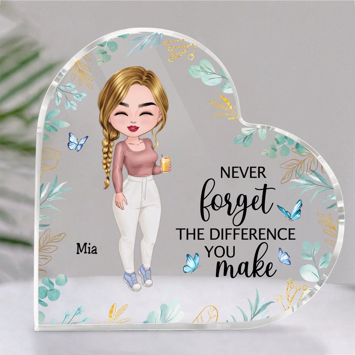 Nurses - Never Forget The Difference You Make - Personalized Acrylic Plaque (HEART) - Makezbright Gifts