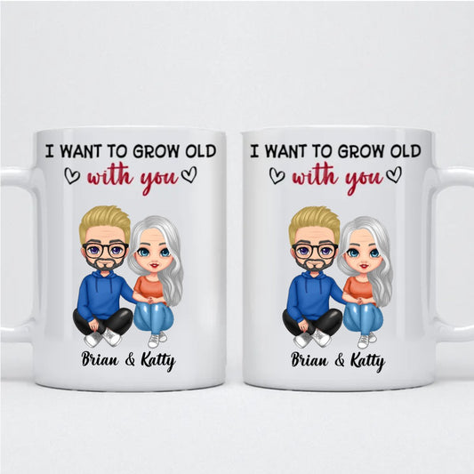 Old Couple - I Want To Grow Old With You - Personalized Mug - Makezbright Gifts