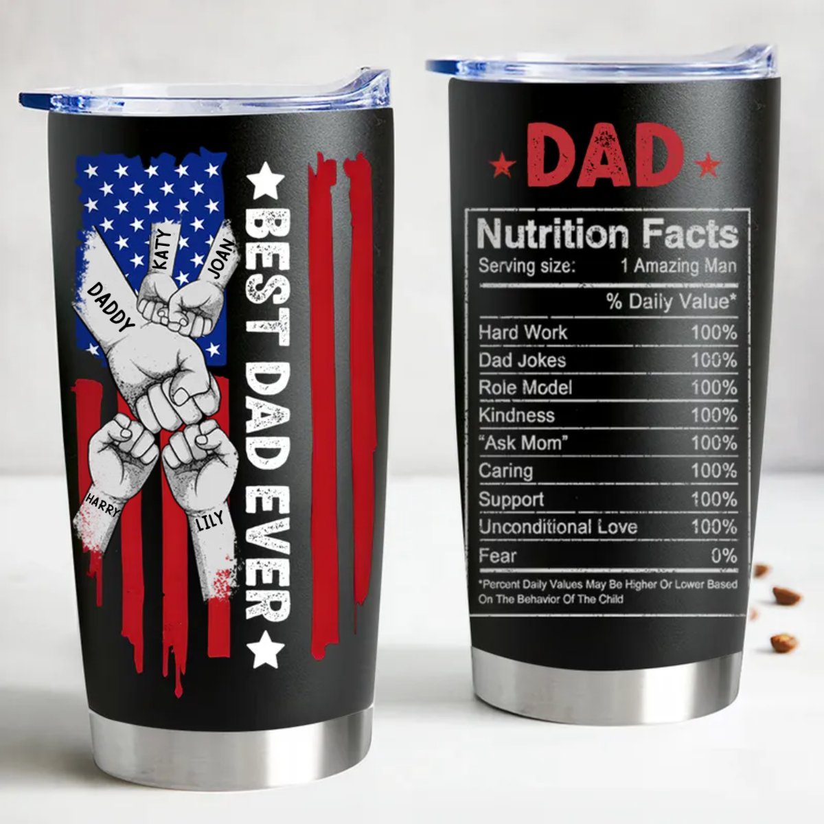 Personalized 20oz Stainless Steel Tumbler for the Best Dad Ever - Keeps Drinks Hot/Cold, Leak - Proof & Cup Holder Friendly - Makezbright Gifts