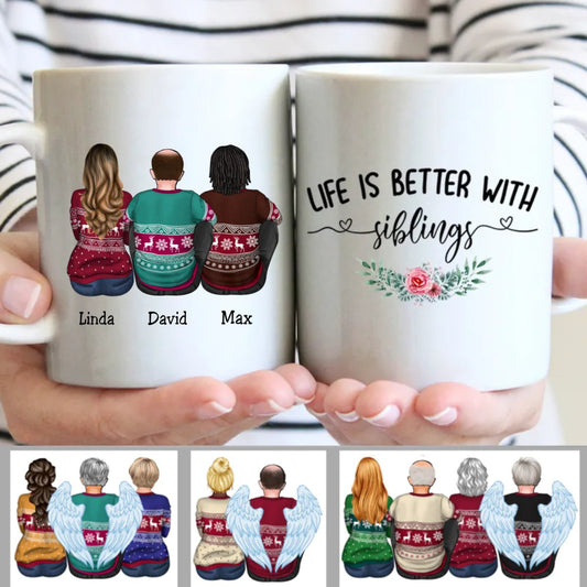 Personalized Mug - Life Is Better With Siblings - Gift For Brothers, Sisters - Makezbright Gifts