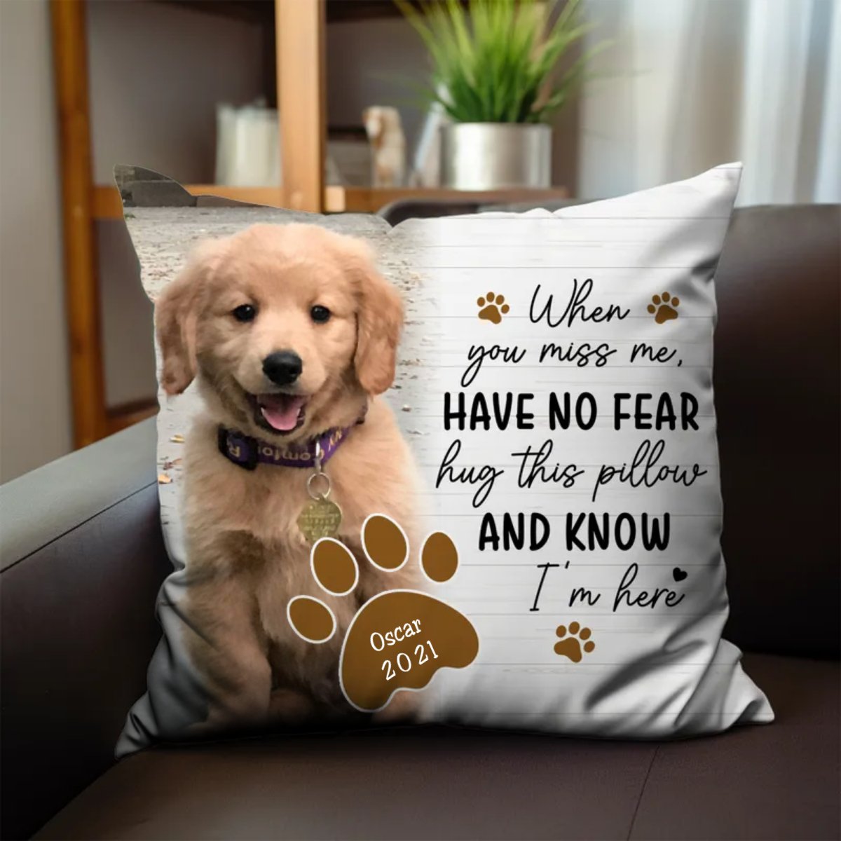 Pet Lover - Custom Photo Hug This Pillow And Know I'm Here - Personalized Pillow - Makezbright Gifts