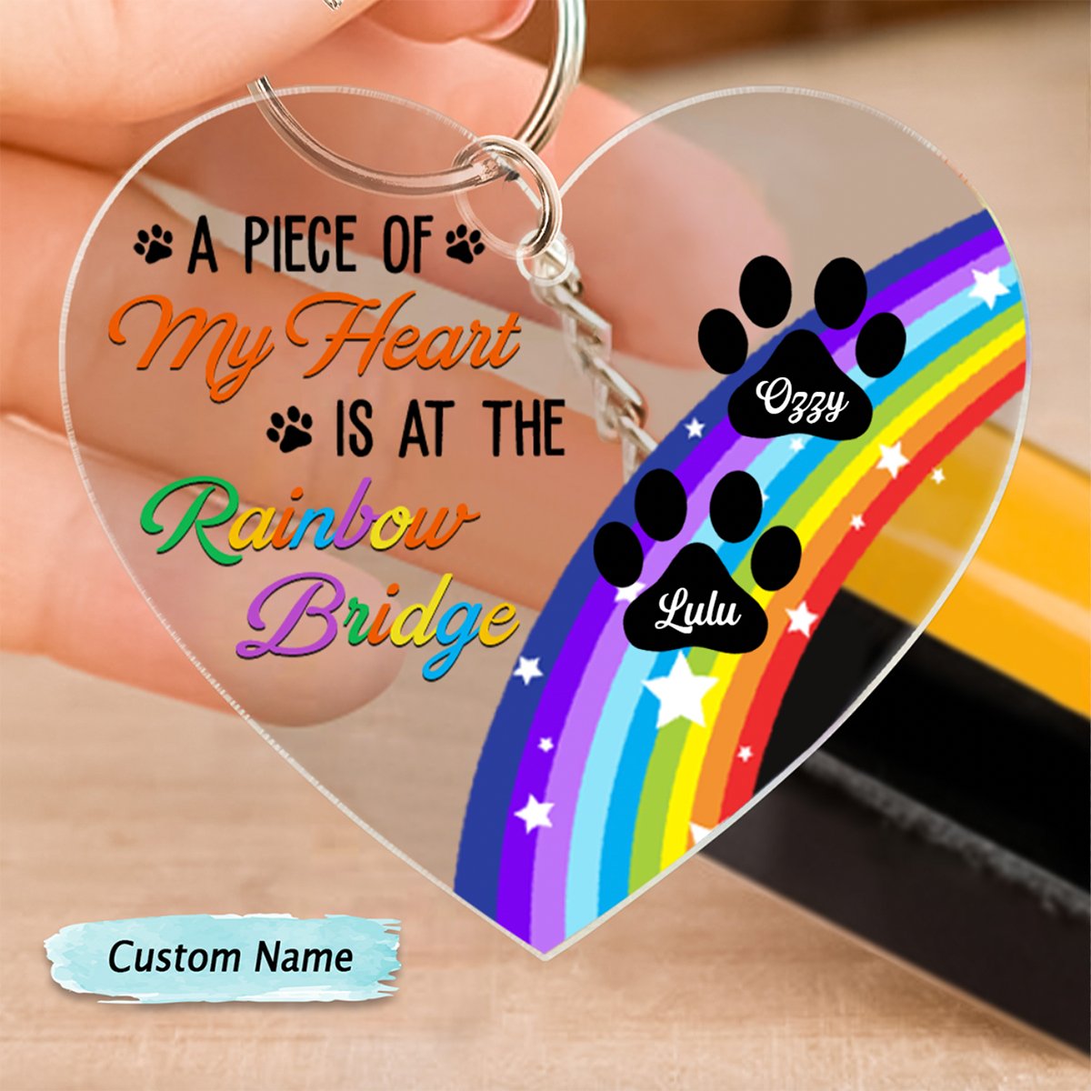 Pet Lovers - A Piece Of My Heart Is At The Rainbow Bridge - Personalized Acrylic Keychain - Makezbright Gifts