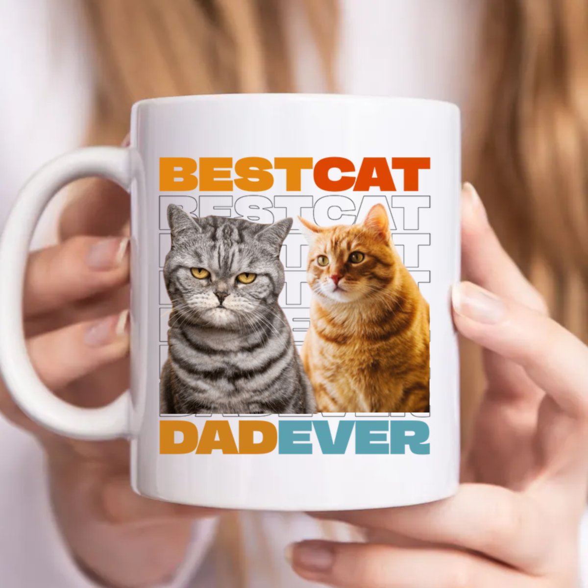 Pet Lovers - Best Cat Dad Ever - Personalized Mug - Makezbright Gifts