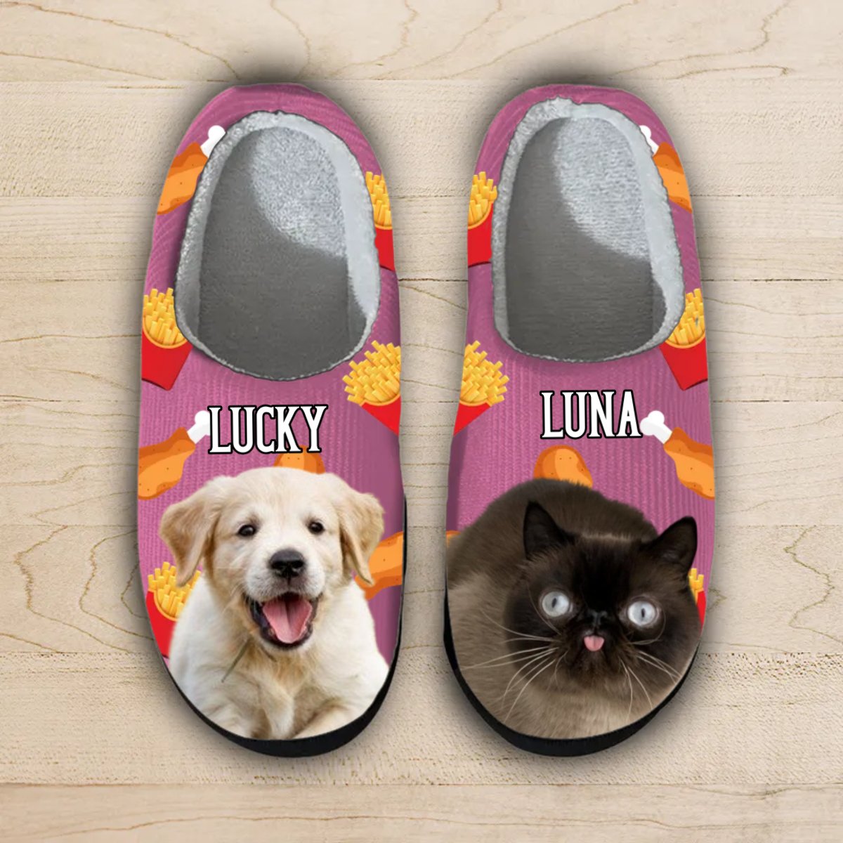 Pet Lovers - Custom Photo Dog Cat Plush - Personalized Slippers - Makezbright Gifts