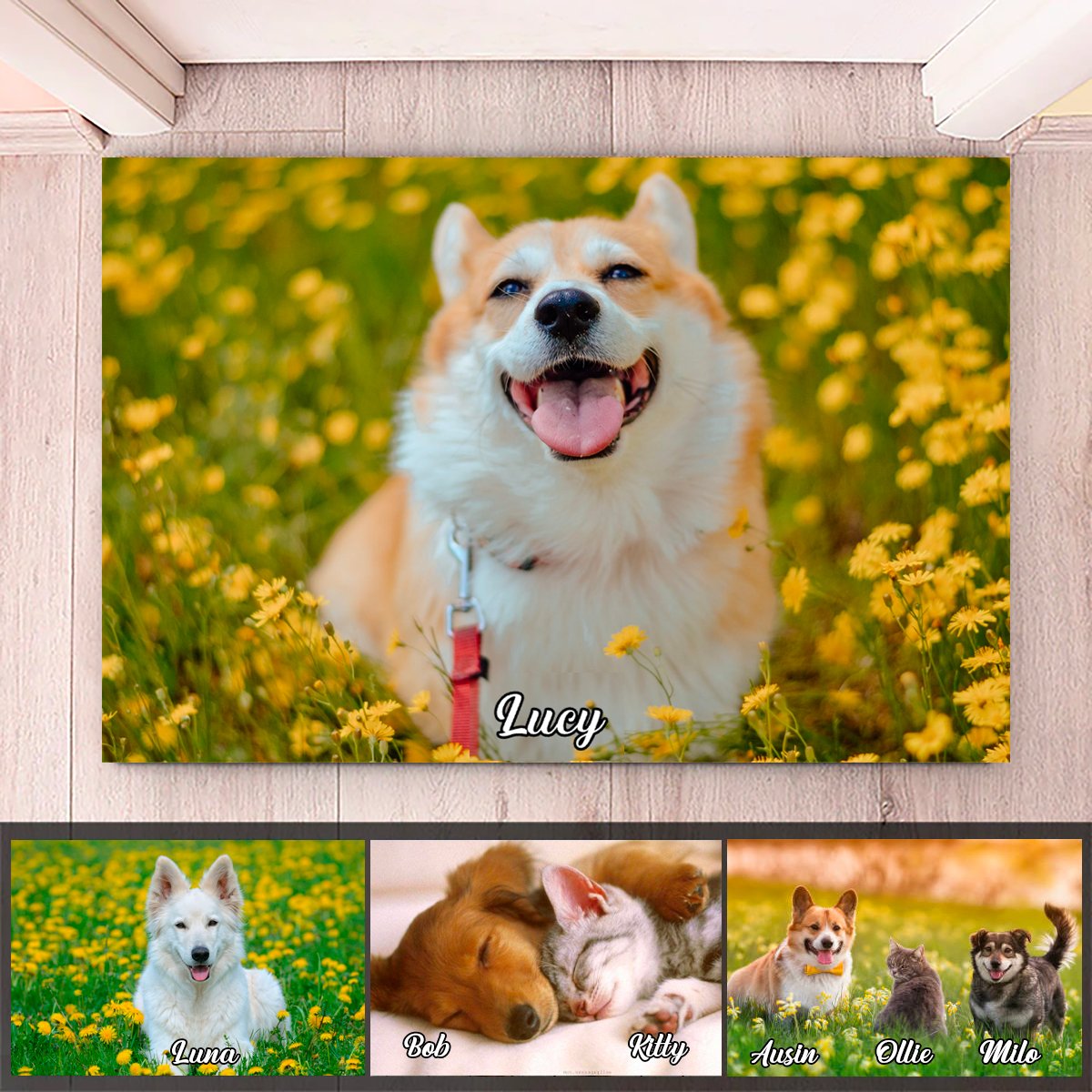 Pet Lovers - Custom Photo Doormat - Personalized Doormat - Makezbright Gifts