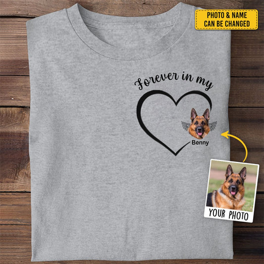 Pet Lovers - Custom Photo Forever And Always In My Heart - Personalized T Shirt, Hoodie, Sweatshirt - Makezbright Gifts