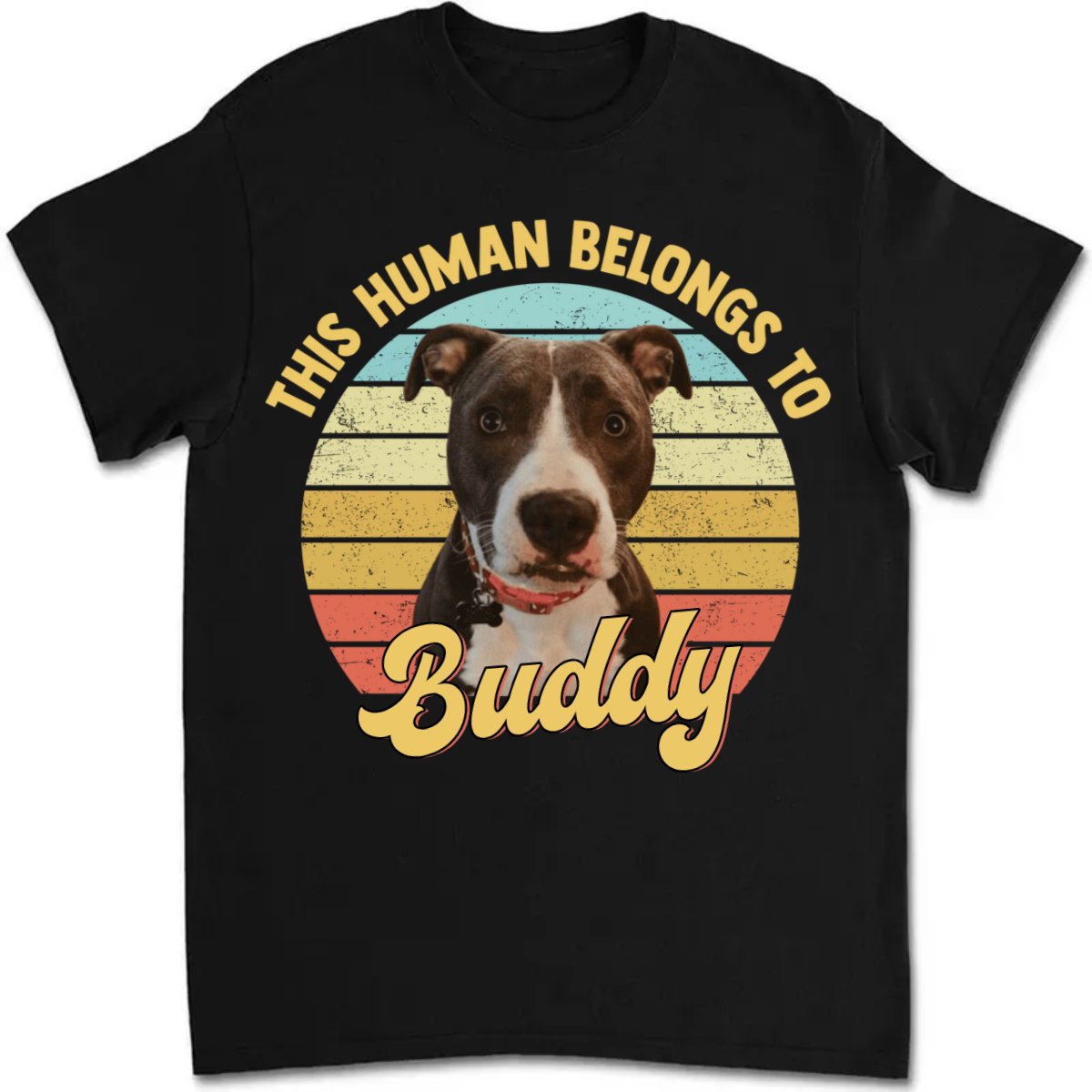 Pet Lovers - Custom Photo This Human Belongs To - Personalized Unisex T - shirt - Makezbright Gifts