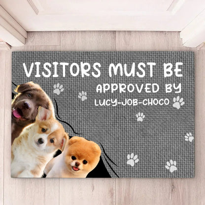 Pet Lovers - Custom Photo Visitors Must Be Aapproved By This Dog - Personalized Doormat (TM) - Makezbright Gifts