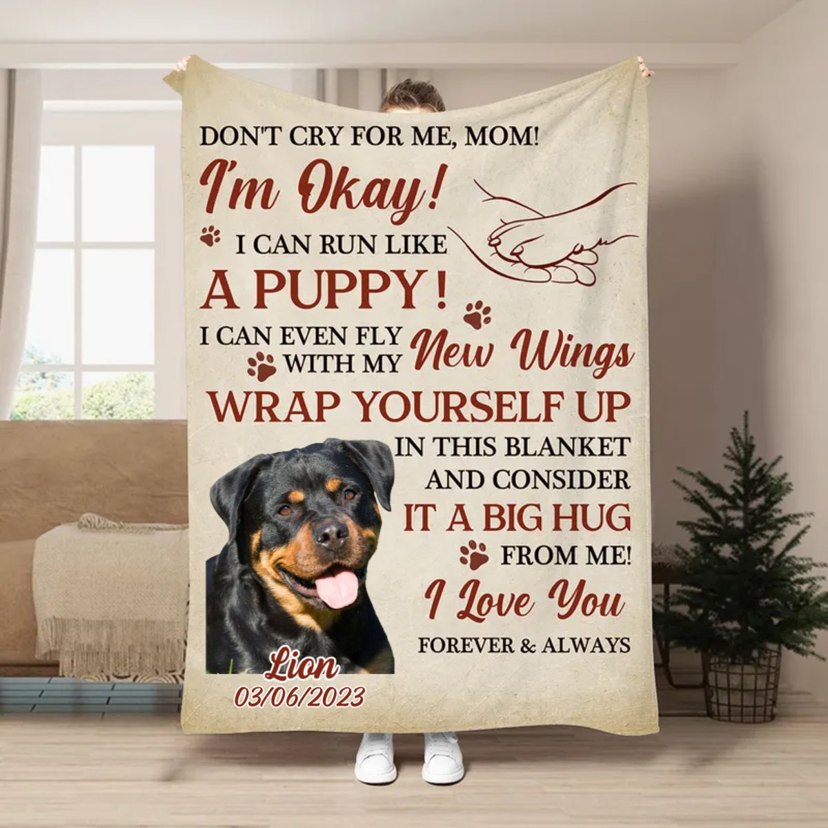 Pet Lovers - Don't Cry For Me I'm Okay - Personalized Blanket - Makezbright Gifts