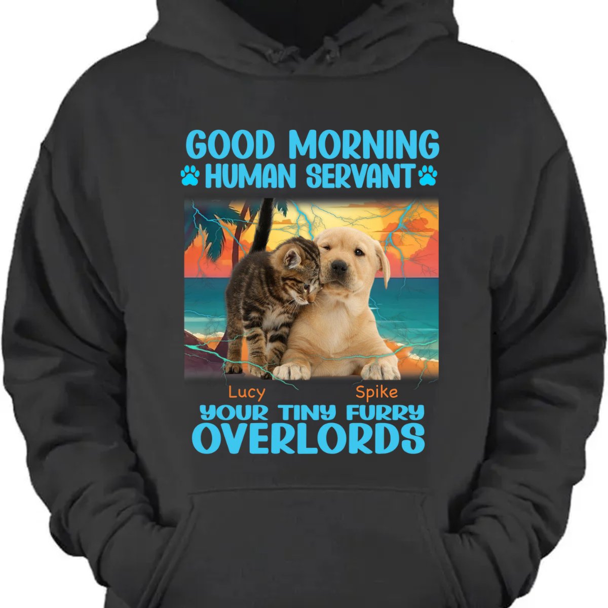 Pet Lovers - Good Morning Human Servant - Personalized Unisex T - shirt, Hoodie - Makezbright Gifts