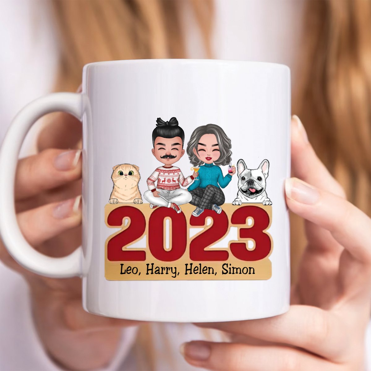 Pet Lovers - Happy Howlidays With All Our Love - Personalized Mug (LH) - Makezbright Gifts