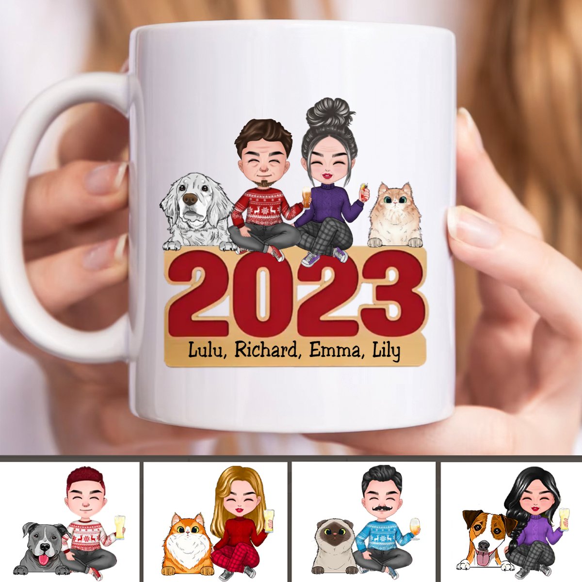 Pet Lovers - Happy Howlidays With All Our Love - Personalized Mug (LH) - Makezbright Gifts