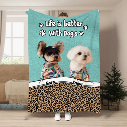 Pet Lovers - Life Is Better With Dogs & Cats - Personalized Blanket - Makezbright Gifts