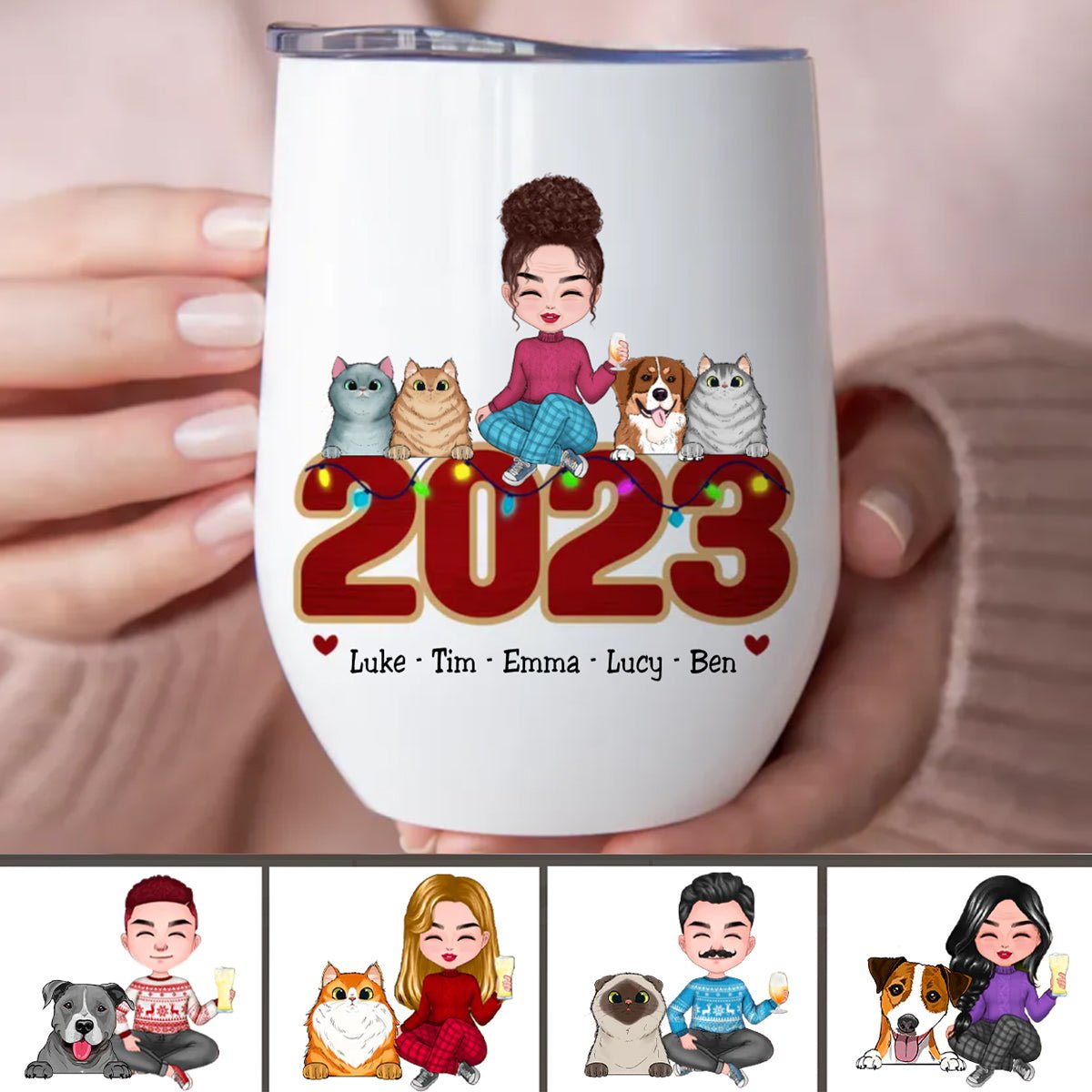 Pet Lovers - May Your Christmas Be Furry And Bright - Personalized Wine Tumbler - Makezbright Gifts