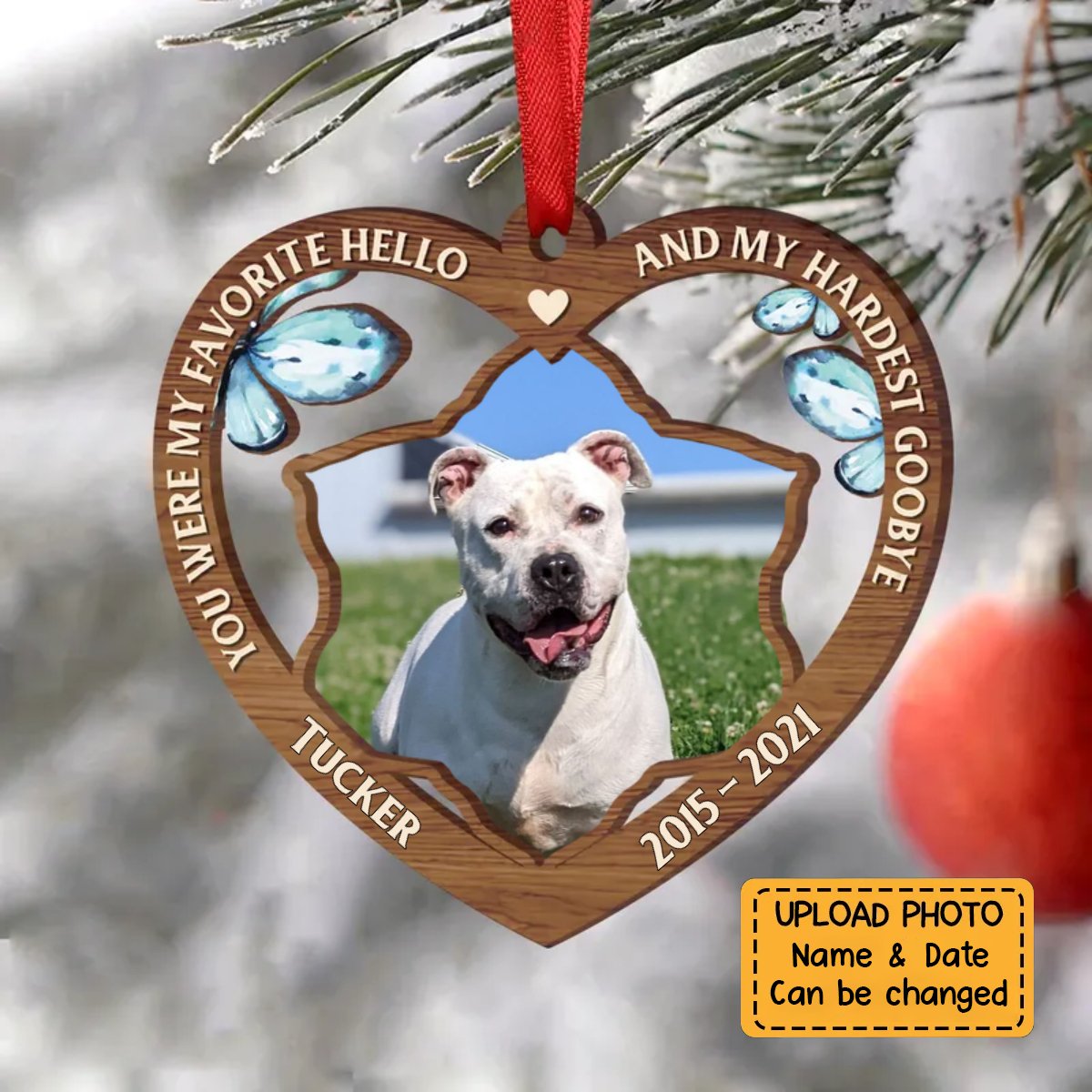 Pet Lovers - My Favorite Hello And My Hardest Goodbye Custom Image - Personalized Acrylic Ornament - Makezbright Gifts