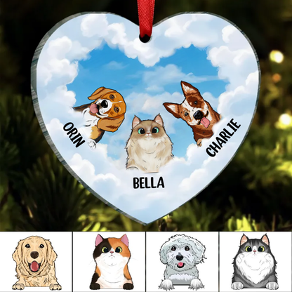 Dog Cat Memorial Personalized Christmas Decorative Heart Ornament