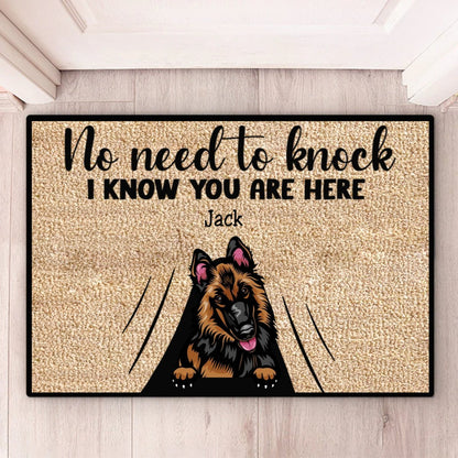 Pet Lovers - No Need To Knock We Know You're Here - Personalized Doormat - Makezbright Gifts