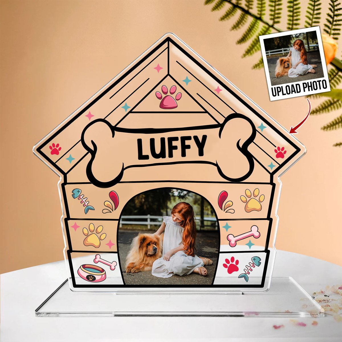 Pet Lovers - Pet Photo Dog House - Personalized Acrylic Plaque - Makezbright Gifts