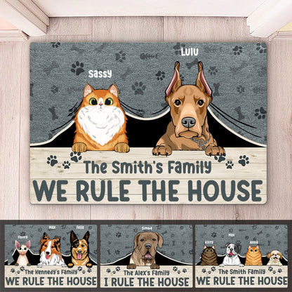 Pet Lovers - We Rule The House - Personalized Doormat (NM) - Makezbright Gifts