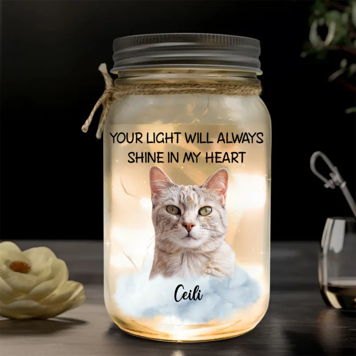 Pet Lovers - Your Light Will Always Shine In My Heart - Personalized Mason Jar Light - Makezbright Gifts