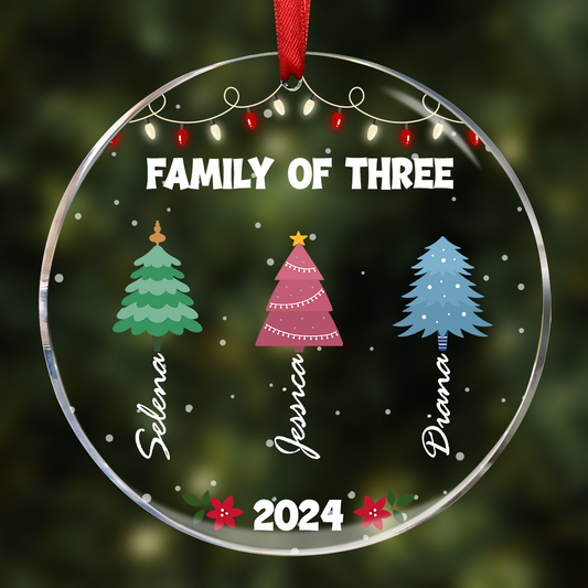 Family Colorful Christmas Trees - Personalized Circle Acrylic Ornament