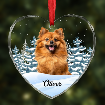 Custom Photo Pet Face Dog Cat Memorial - Personalized Heart Shaped Acrylic Ornament