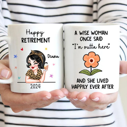 Retirement - Happy Retirement She Lived Happily Ever After - Personalized Mug - Makezbright Gifts