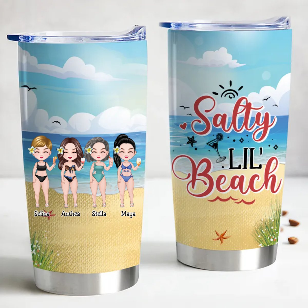 Salty Lil'Beach Personalized 20oz Insulated Tumbler - Makezbright Gifts