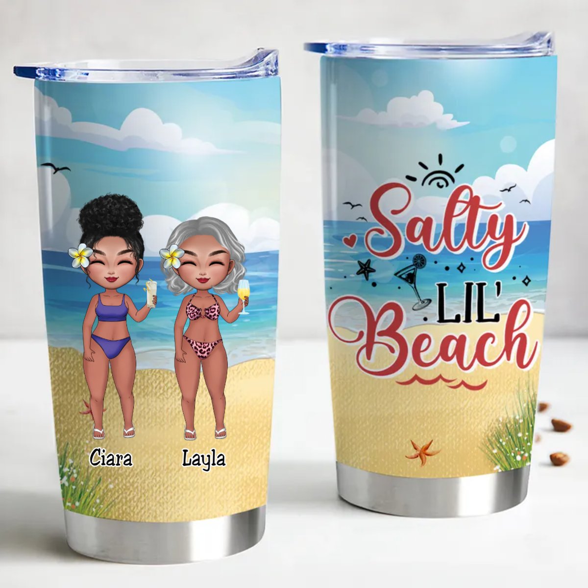 Salty Lil'Beach Personalized 20oz Insulated Tumbler - Makezbright Gifts