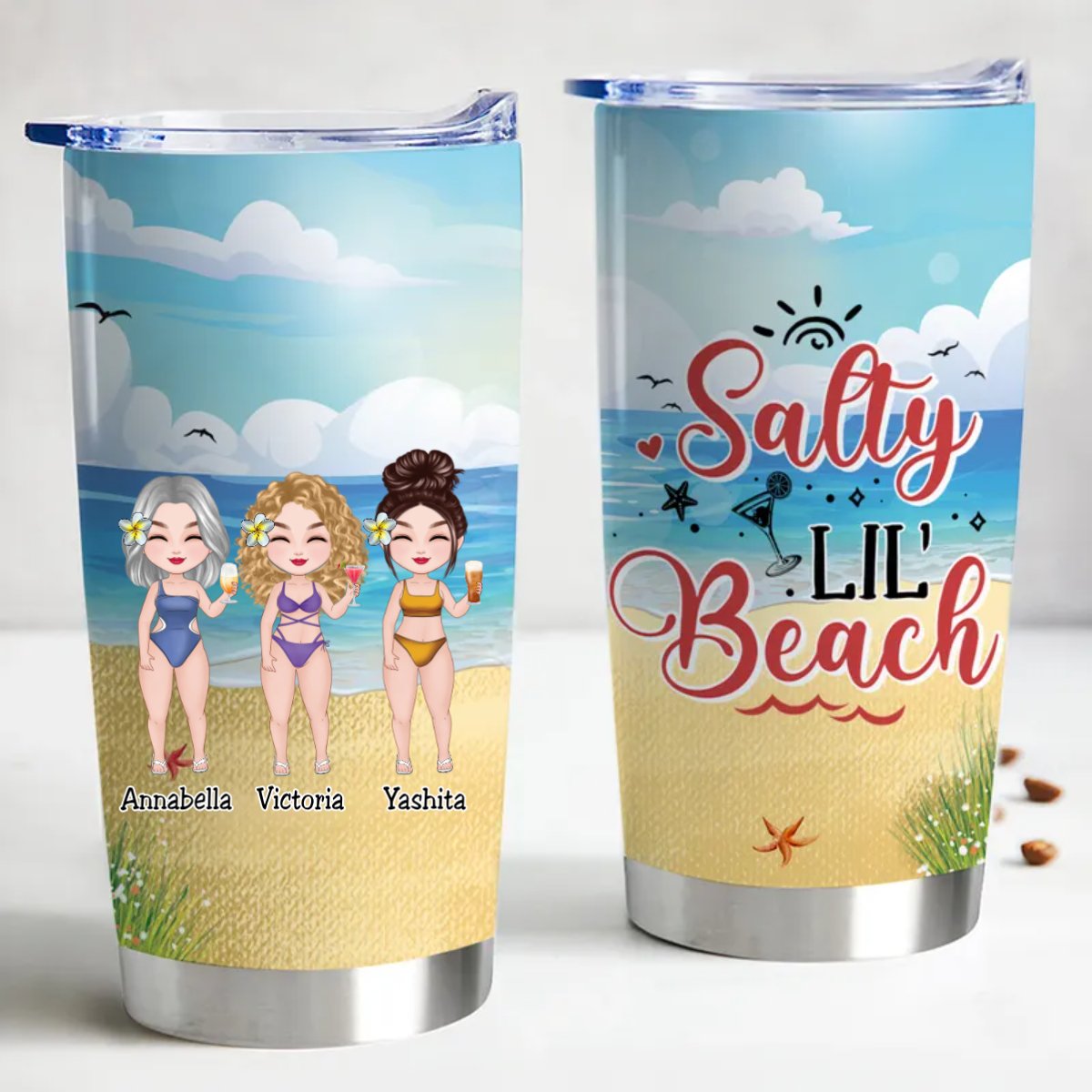 Salty Lil'Beach Personalized 20oz Insulated Tumbler - Makezbright Gifts