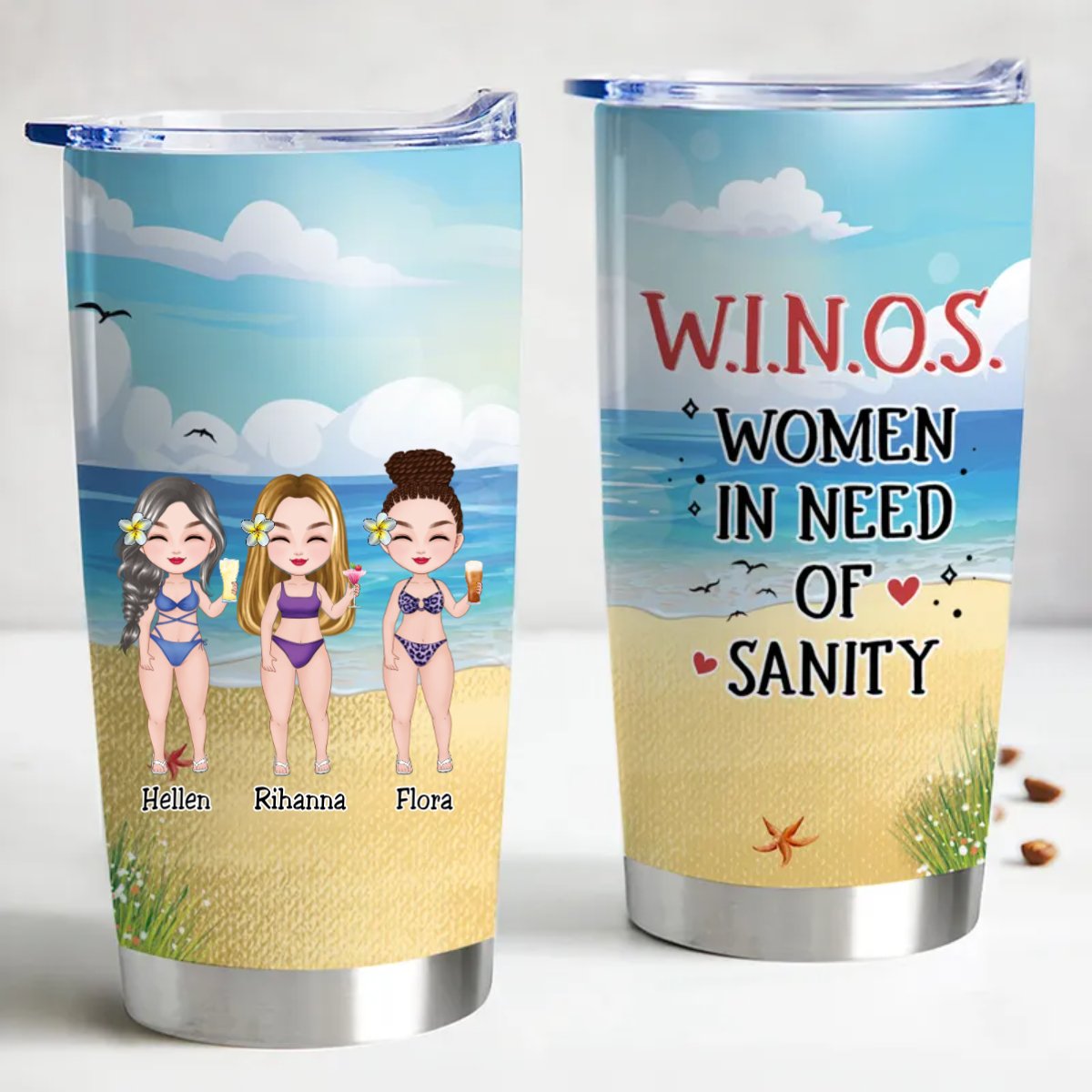 Sanity Saver: Personalized Stainless Steel Tumbler - 20oz - Makezbright Gifts