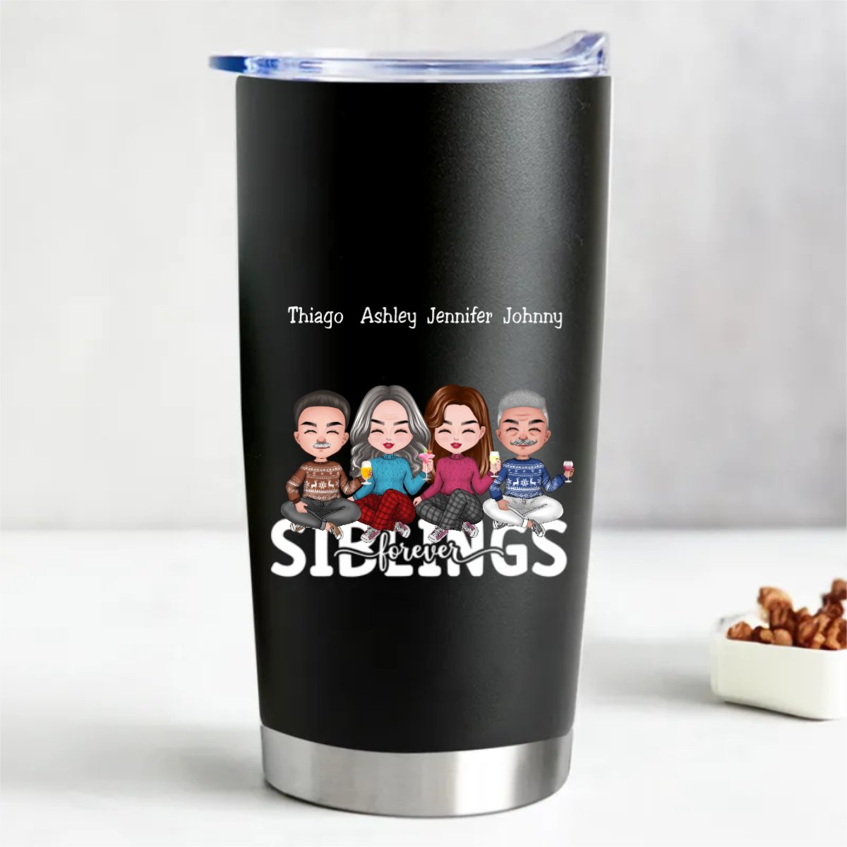 Siblings Forever Stainless Steel Tumbler - Hot & Cold Insulated (LH) - Makezbright Gifts