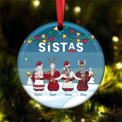 Sistas - Sistas Soul Sisters - Personalized Circle Ornament - Makezbright Gifts