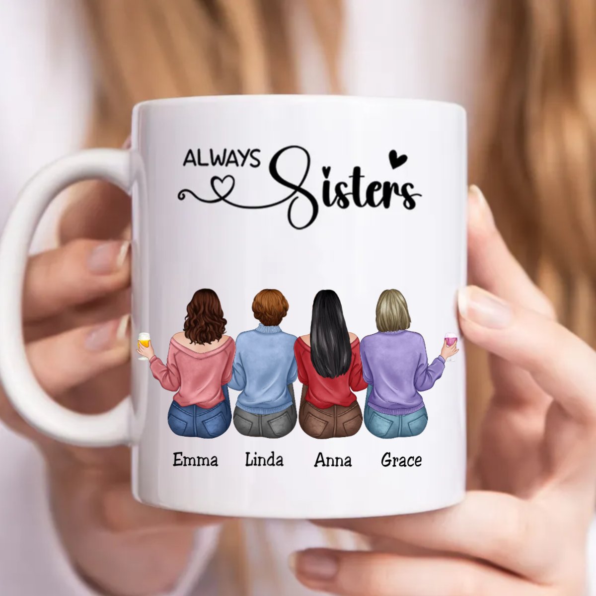 Sisters - Always Sisters - Personalized Mug - Makezbright Gifts