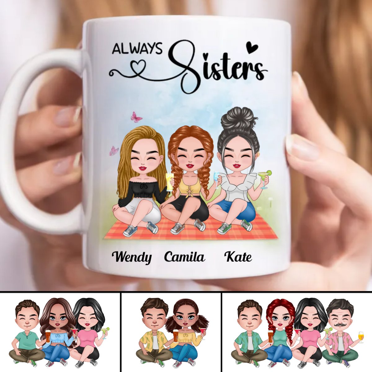 Sisters - Always Sisters - Personalized Mug (BB) - Makezbright Gifts