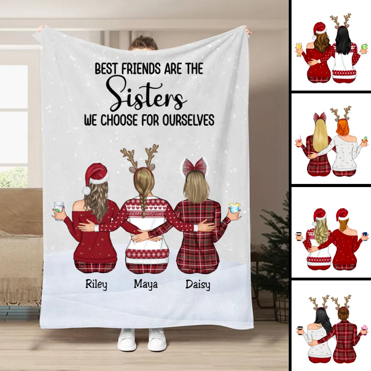 Sisters - Best Friends Are The Sisters We Choose For Ourselves - Personalized Blanket - Makezbright Gifts