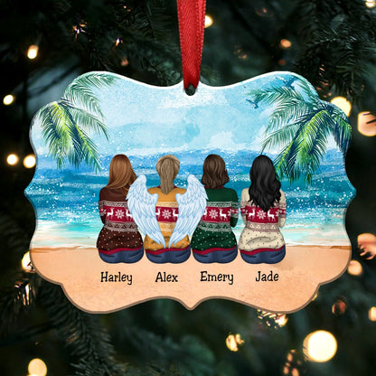 Sisters Besties Gift Christmas Idea - Personalized Christmas Ornament (Beach) - Makezbright Gifts