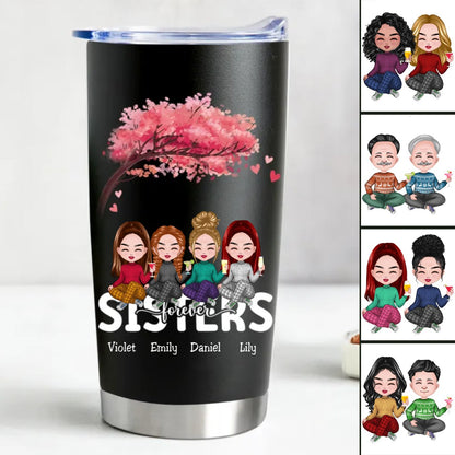 Sisters Forever 20oz Personalized Tumbler with Double Wall Steel Insulation - Makezbright Gifts