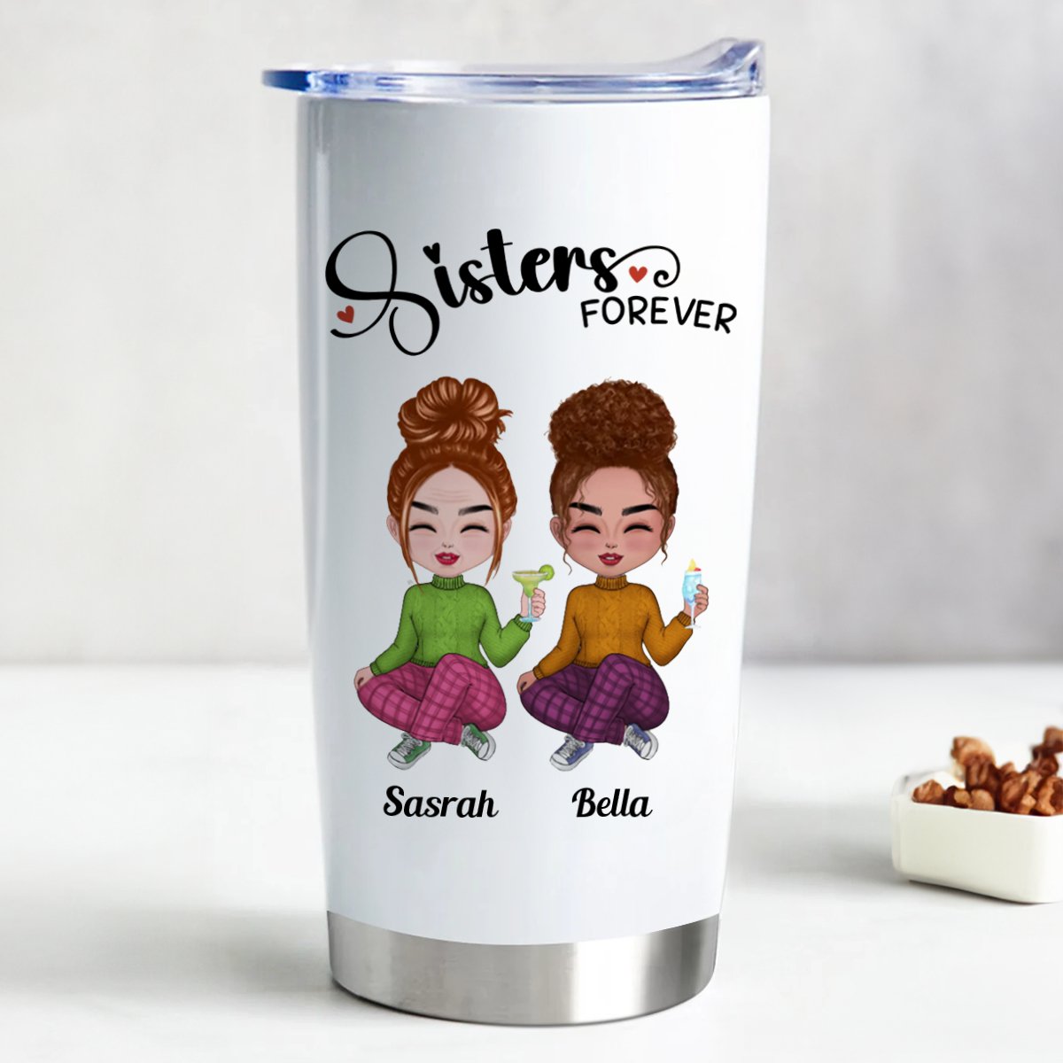 Sisters Forever Customized 20oz Insulated Tumbler - Makezbright Gifts